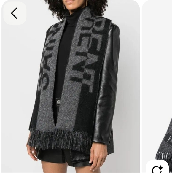 Saint Laurent Charcoal and Black Wool Scarf - Picture 6 of 7
